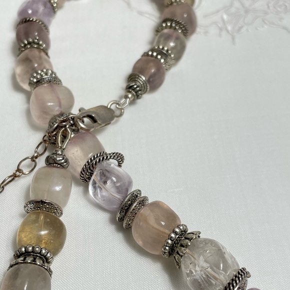 Chunky Amethyst and Pewter necklace - Picture 4 of 7